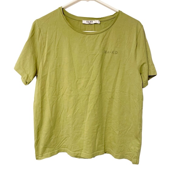 NA-KD Size XL Cotton Logo Print Tshirt in Sage Green - LGREEN - Picture 1 of 5